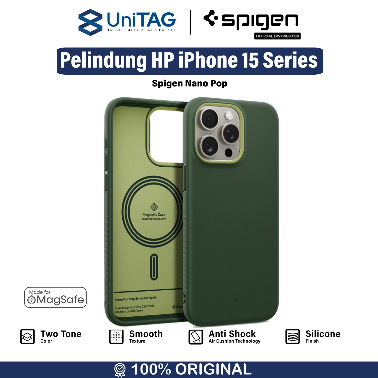 Caseology iPhone 15 Case Magsafe Nano Pop Mag - Avo Green ACS06823