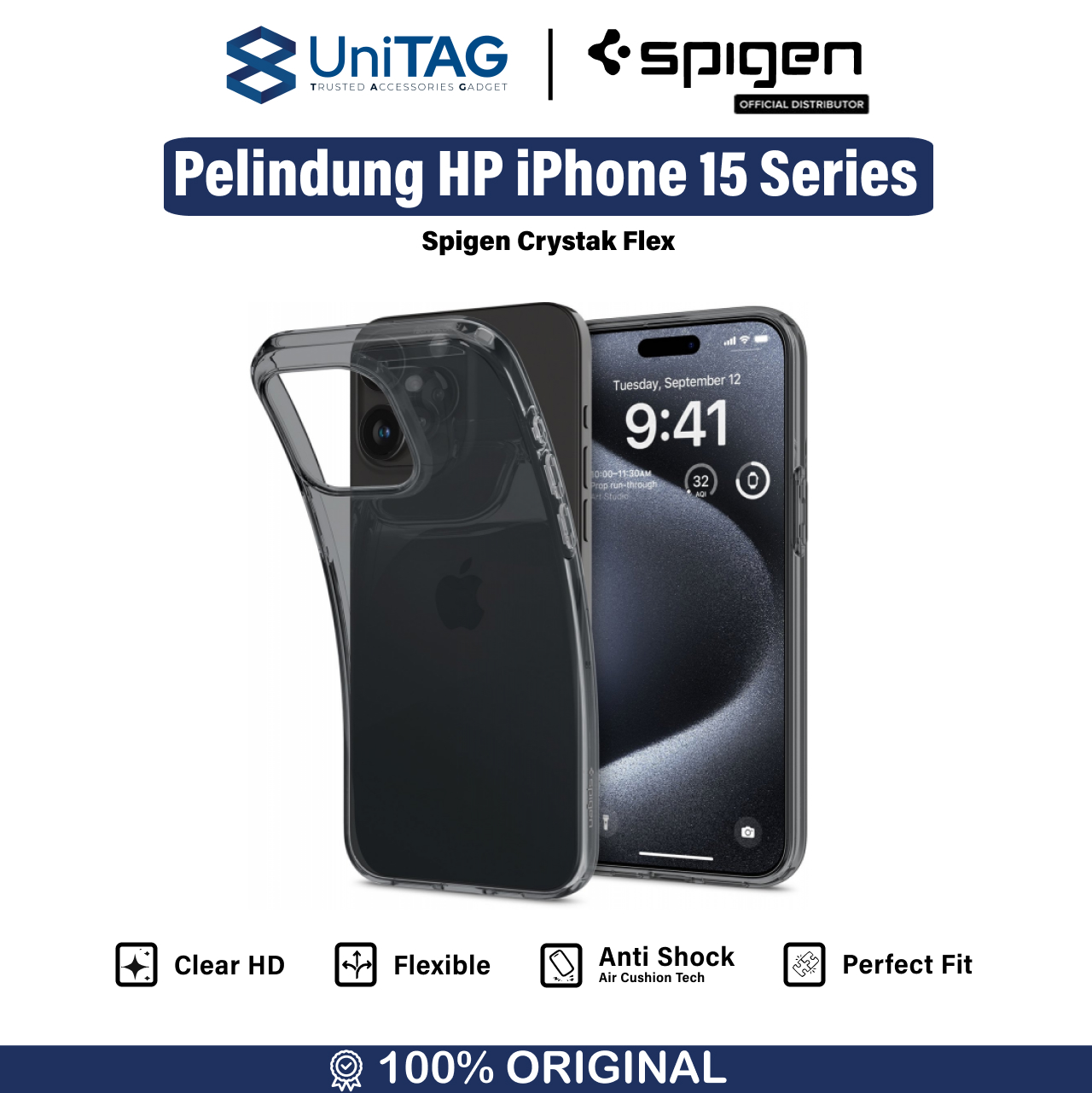 Spigen iPhone 15 Pro Case Crystal Flex - Space Crystal ACS06469 (Offline SKU)