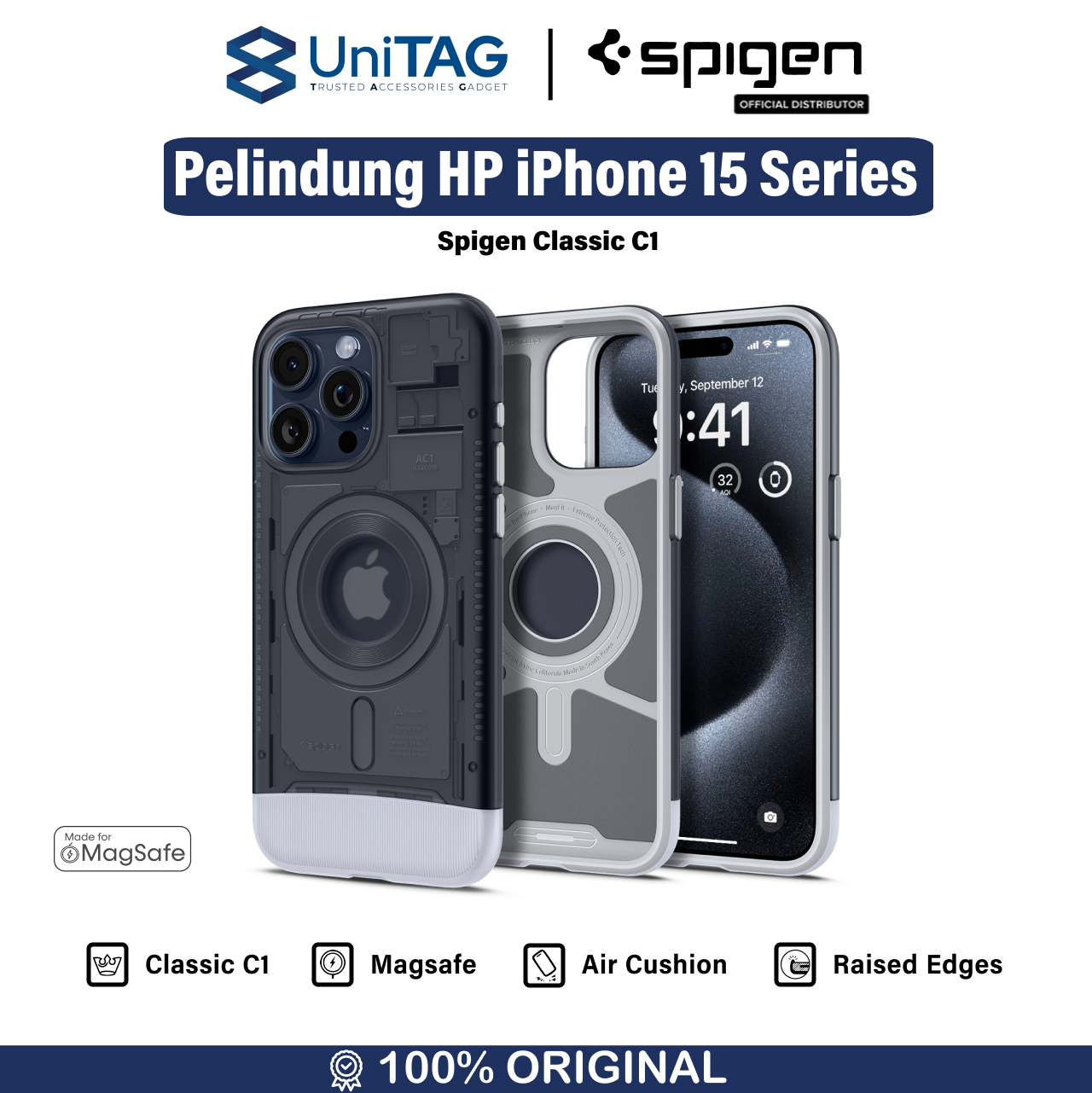 Spigen iPhone 15 Pro Max Case Magsafe Classic C1 Magfit - Graphite ACS06607