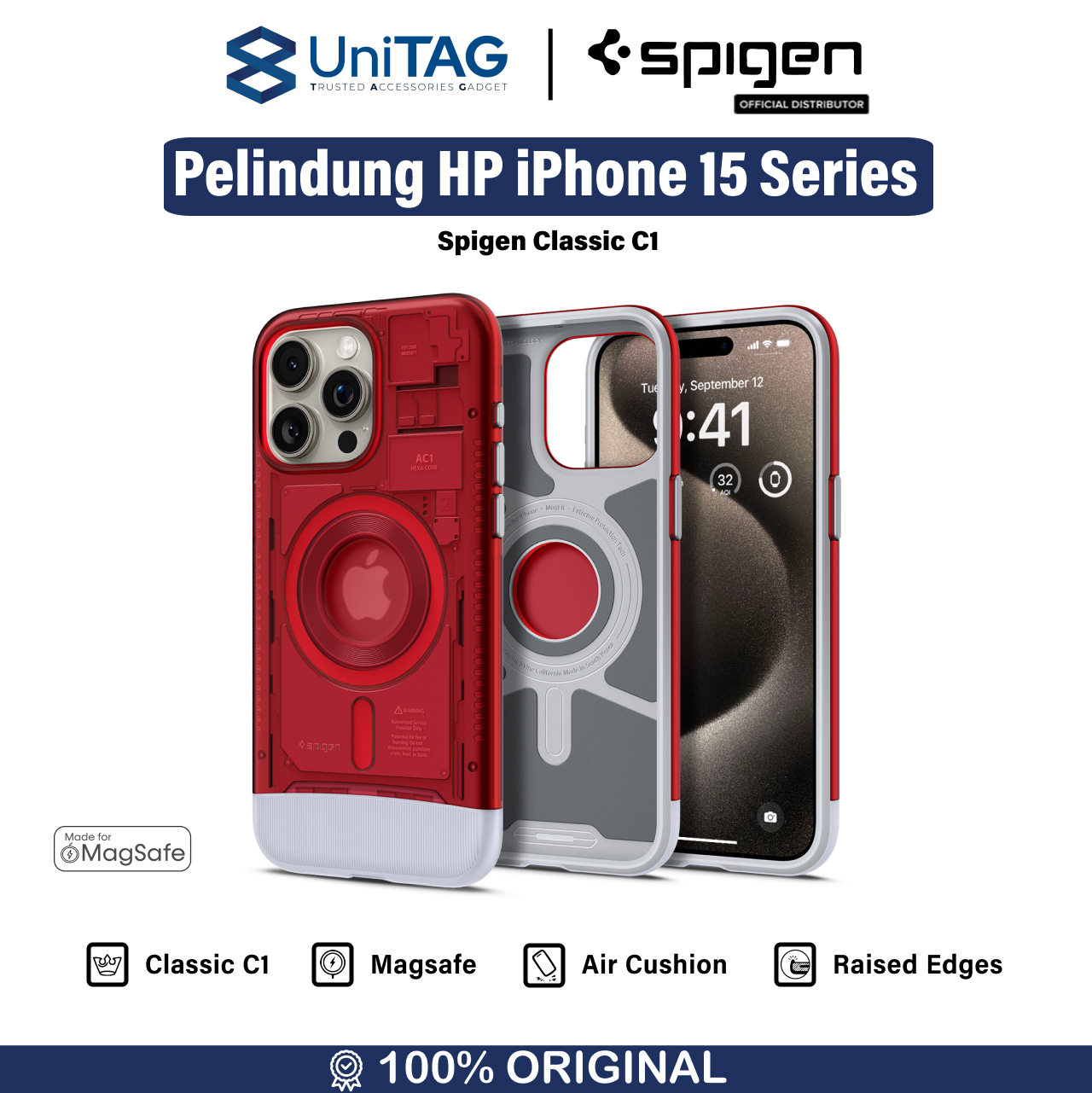 Spigen iPhone 15 Pro Max Case Magsafe Classic C1 Magfit - Ruby ACS06609