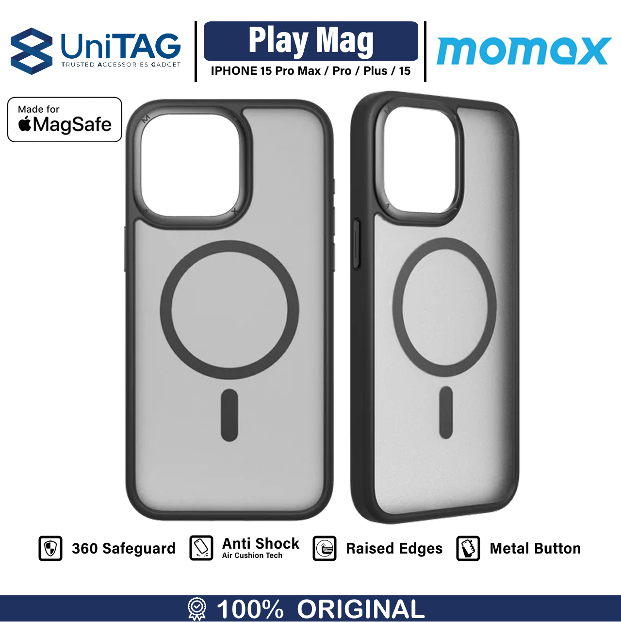 Momax iPhone 15 Pro Case Magsafe CaseForm Play Magnetic - Black CPAP23MD