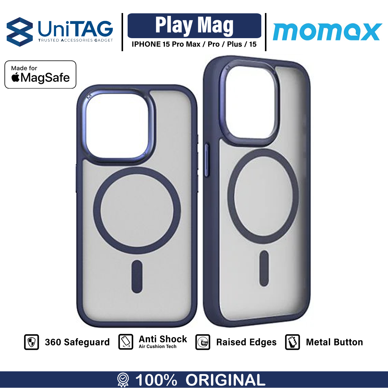 Momax iPhone 15 Pro Case Magsafe CaseForm Play Magnetic - Blue CPAP23MB