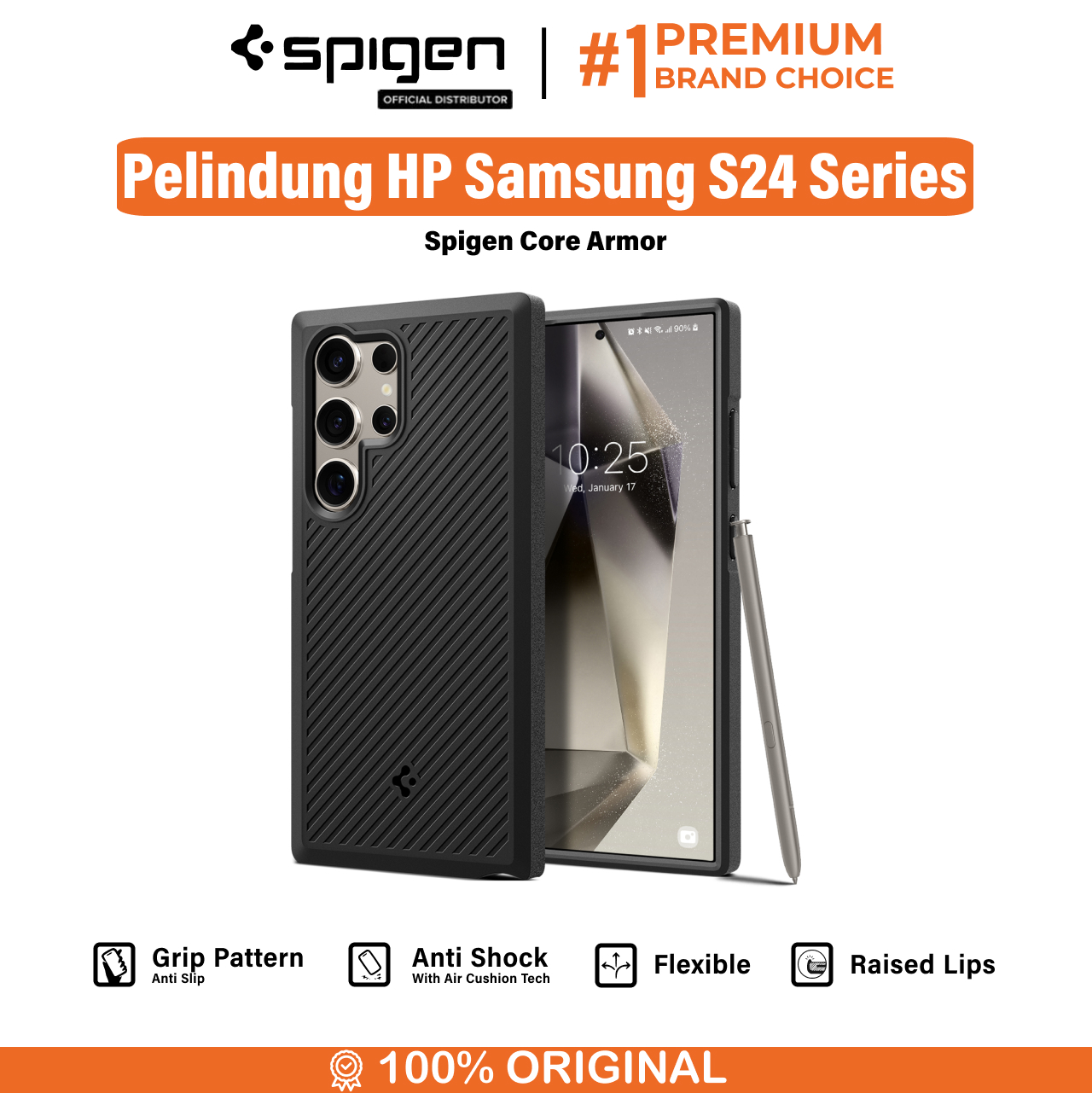 Spigen Galaxy S24 Ultra Case Core Armor - Matte Black ACS07194 (Offline SKU)