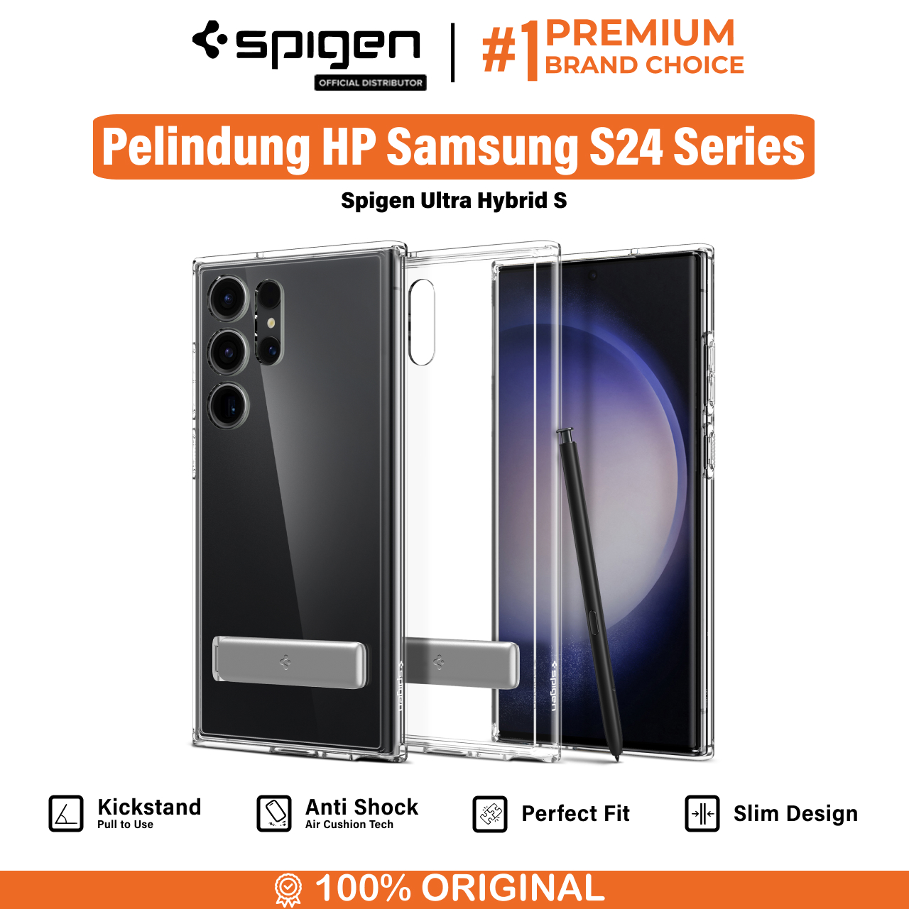 Spigen Galaxy S24 Ultra Case Stand Ultra Hybrid S - Crystal Clear ACS07299-1