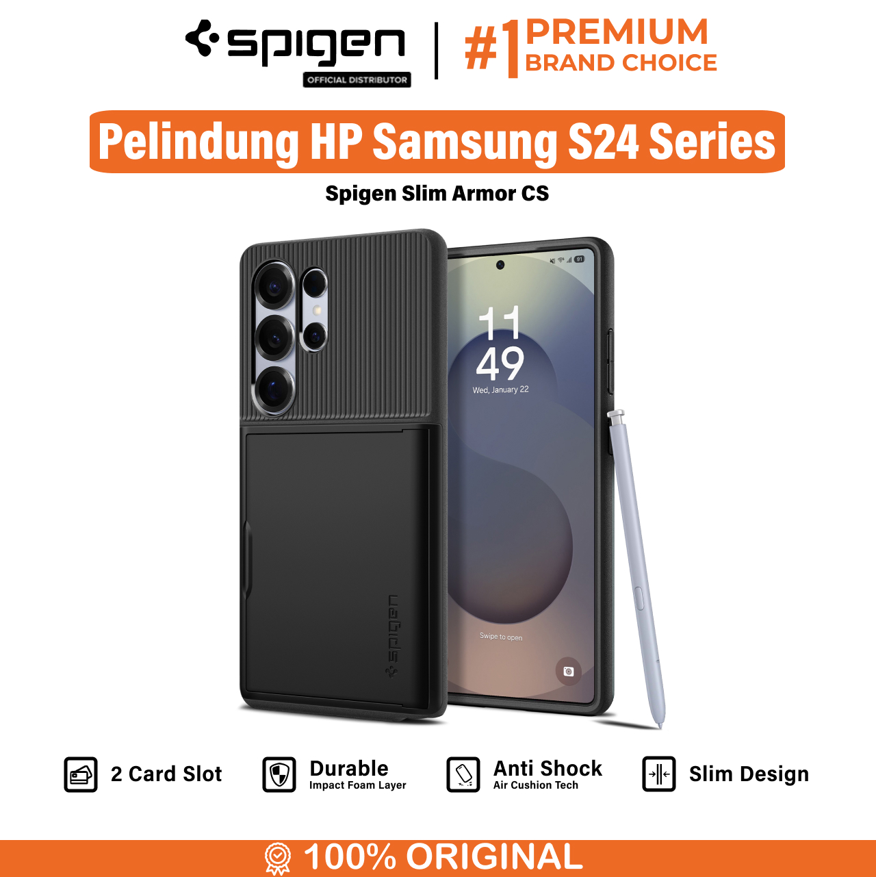 Spigen Galaxy S24 Ultra Case Slim Armor CS - Black ACS07306