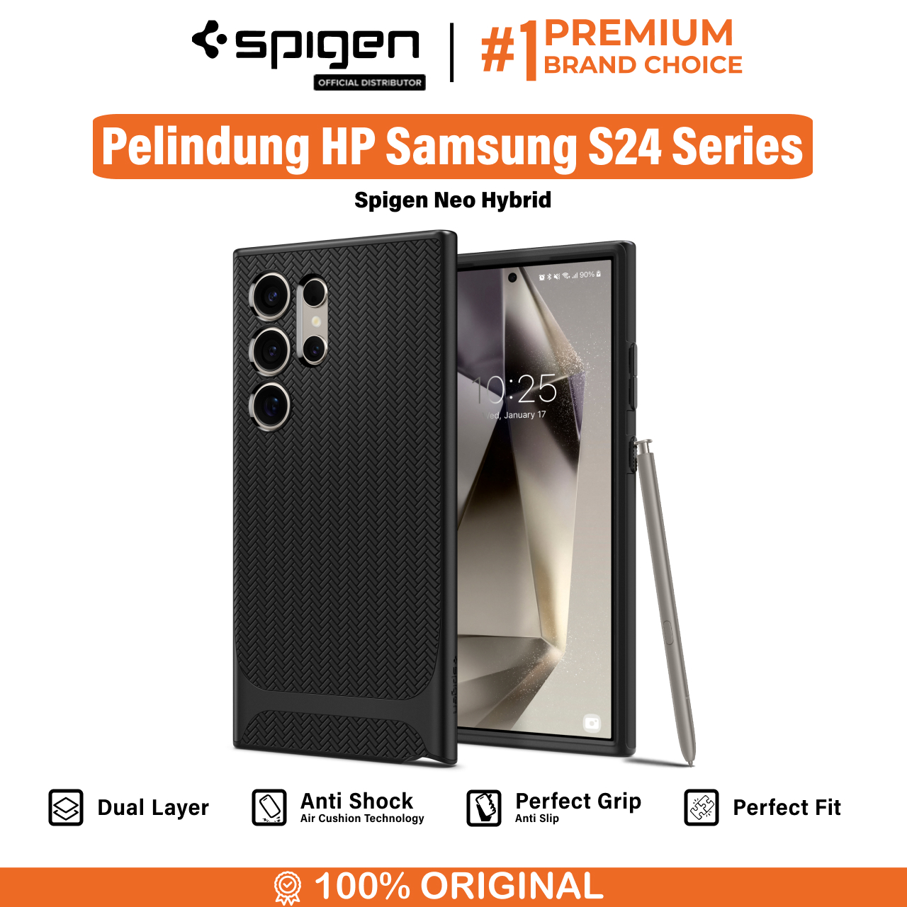 Case Samsung Galaxy S24 Ultra Plus Spigen Neo Hybrid Slim Cover Casing