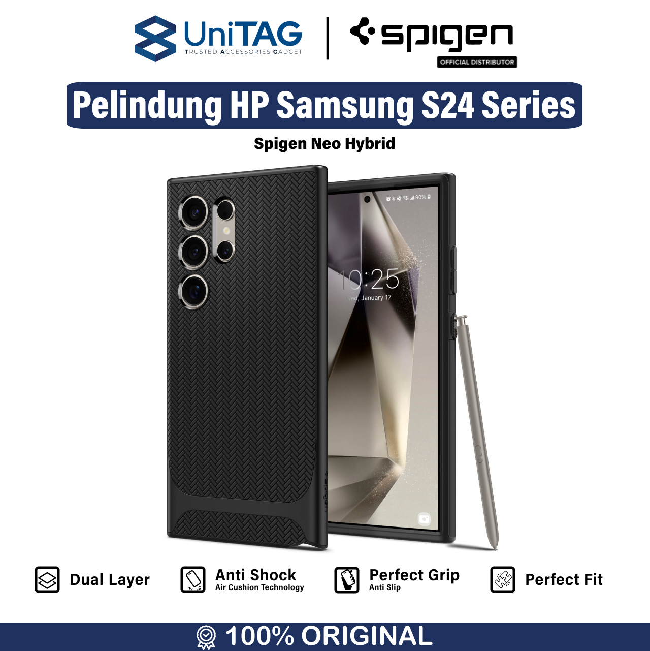 Case Samsung Galaxy S24 Ultra Plus Spigen Neo Hybrid Slim Cover Casing