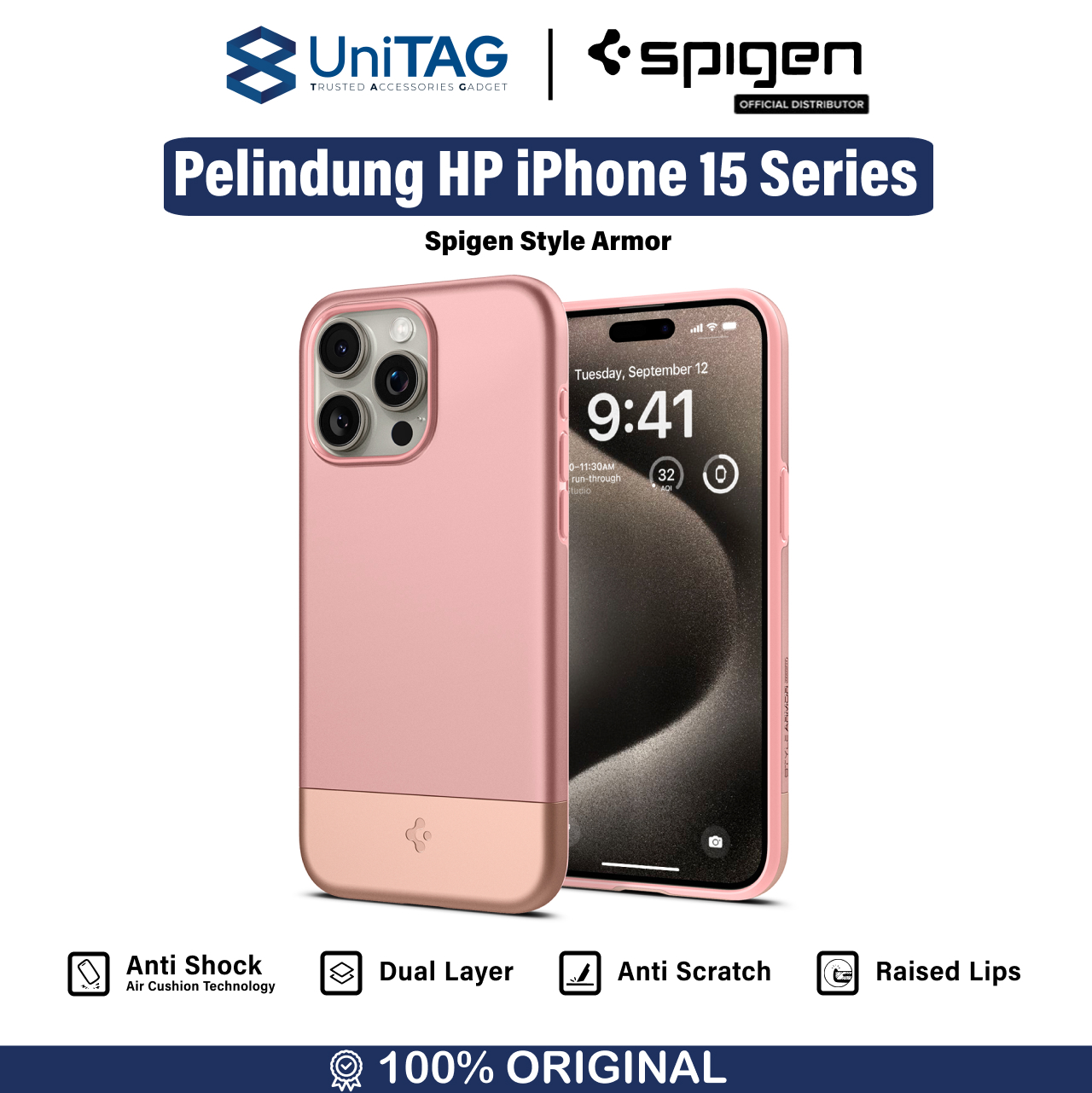 Spigen iPhone 15 Pro Case Magsafe Style Armor MagFit - Rose Gold ACS06745