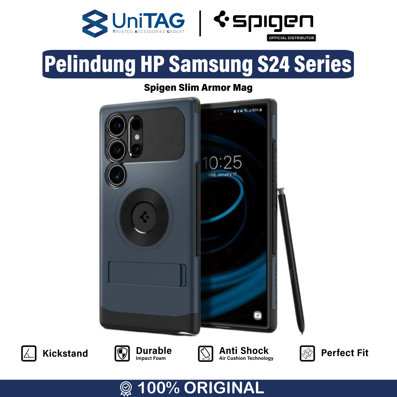 Spigen Galaxy S24 Ultra Case Magsafe Stand Slim Armor MagFit - Metal Slate ACS07188 (Offline SKU)