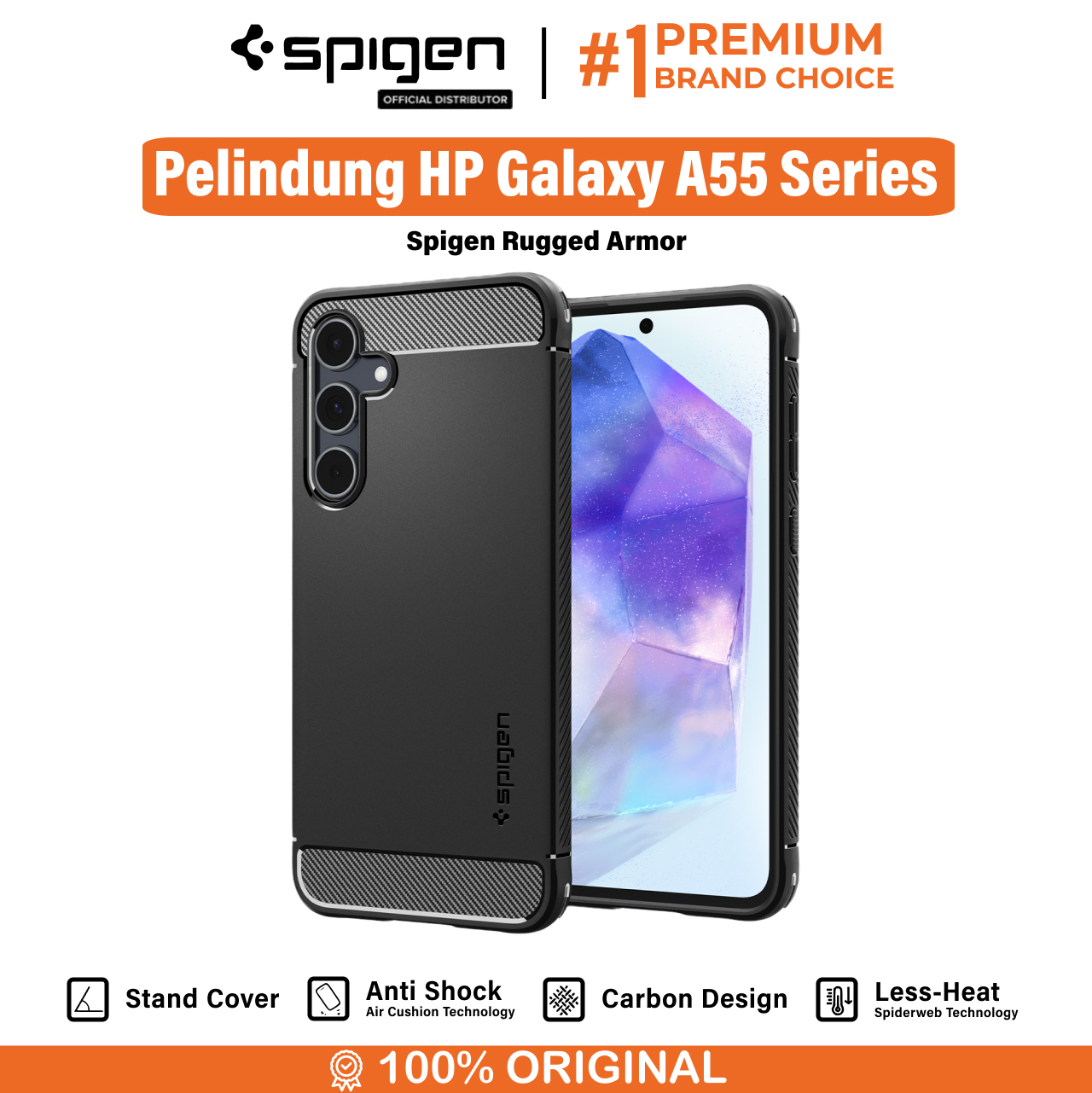 Spigen Galaxy A55 (2024) Case Rugged Armor - Matte Black ACS07500