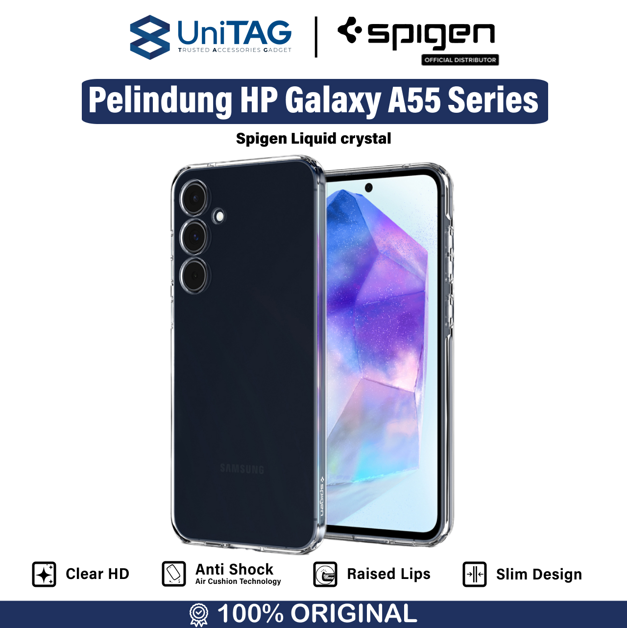 Spigen Galaxy A55 5G Case Liquid Crystal Glitter - Crystal Quartz ACS07538-1