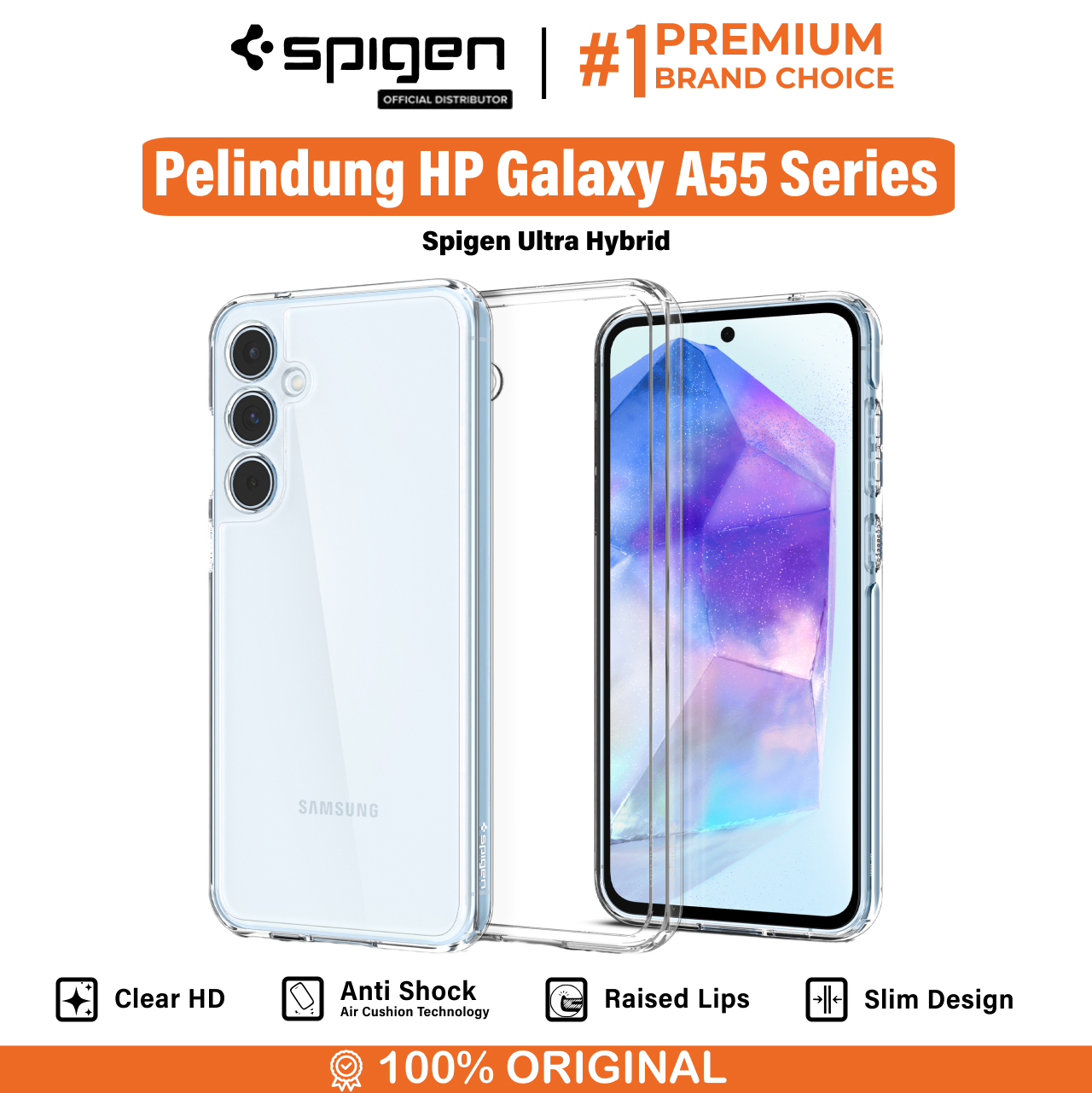 Spigen Galaxy A55 (2024) Case Ultra Hybrid - Crystal Clear ACS07528