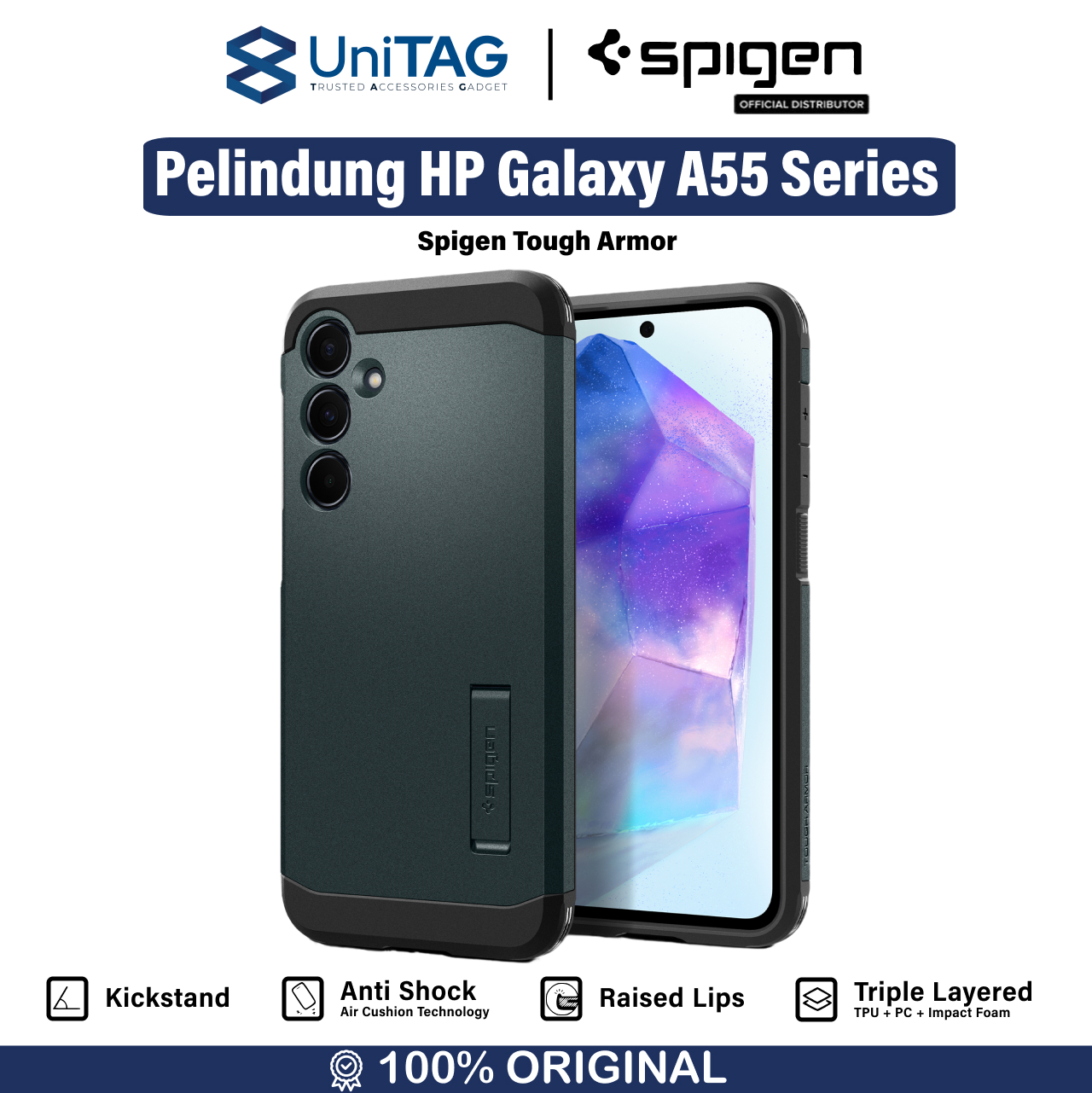 Spigen Galaxy A55 (2024) Case Tough Armor - Phantom Green ACS07532