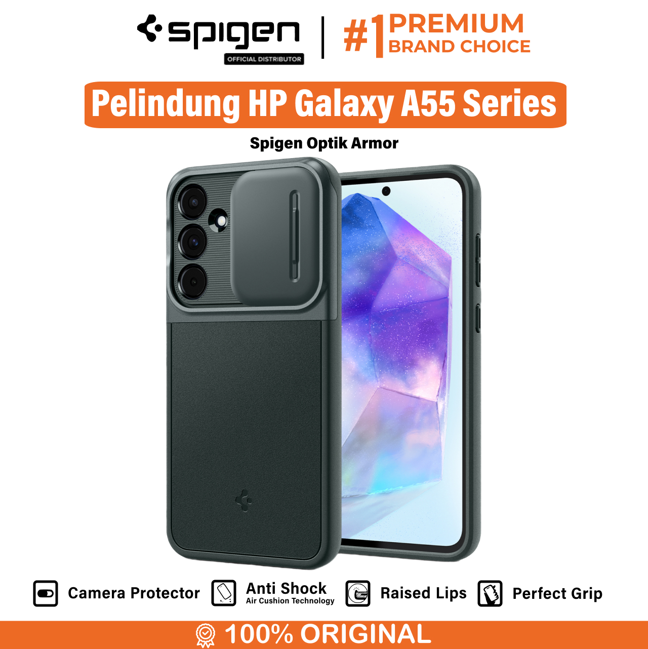 Spigen Galaxy A55 5G Case Optik Armor - Abyss Green ACS07536