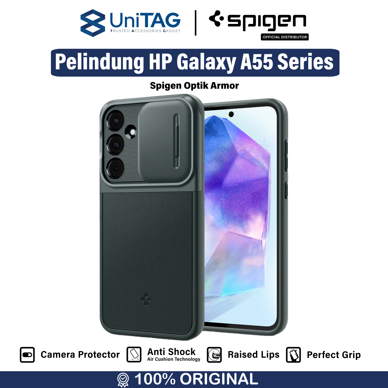 Spigen Galaxy A55 5G Case Optik Armor - Abyss Green ACS07536