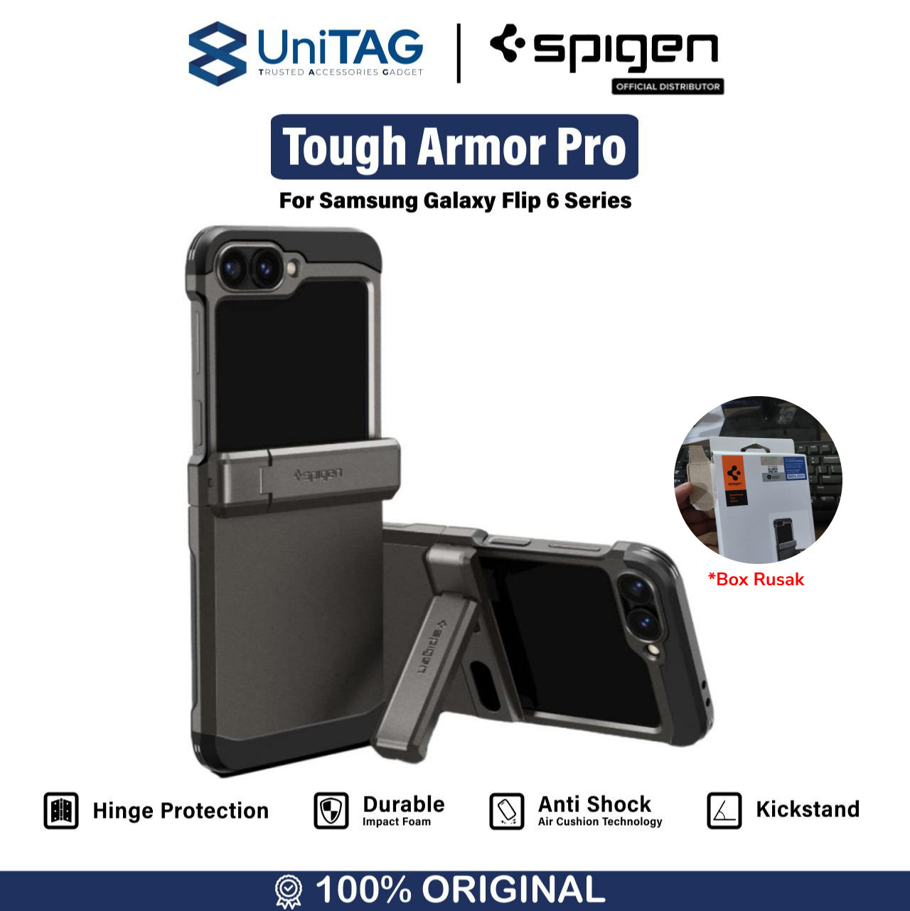 Spigen Galaxy Flip 6 Case Tough Armor Pro - Gunmetal ACS08360-1