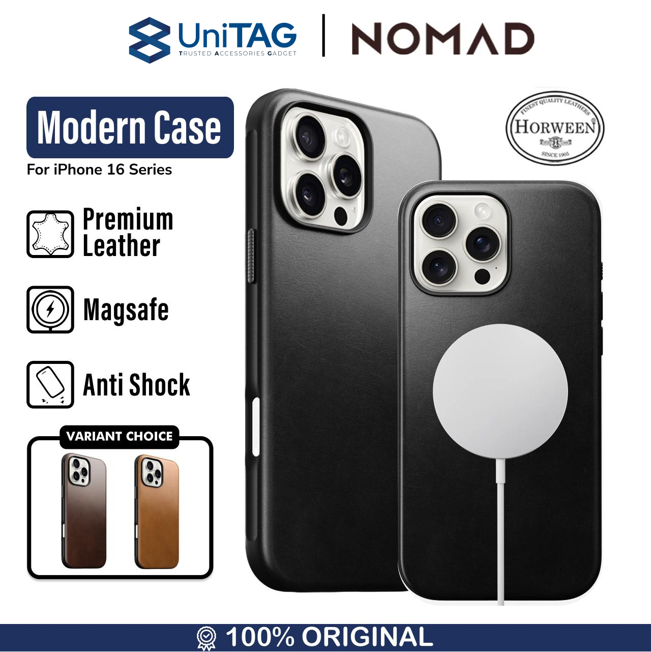 Case iPhone 16 Pro Max Plus Nomad Modern Leather MagSafe Cover Casing