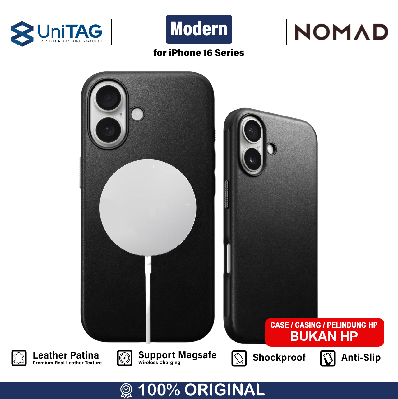 Nomad iPhone 16 Case Magsafe Modern Leather Case - Black NM01851585