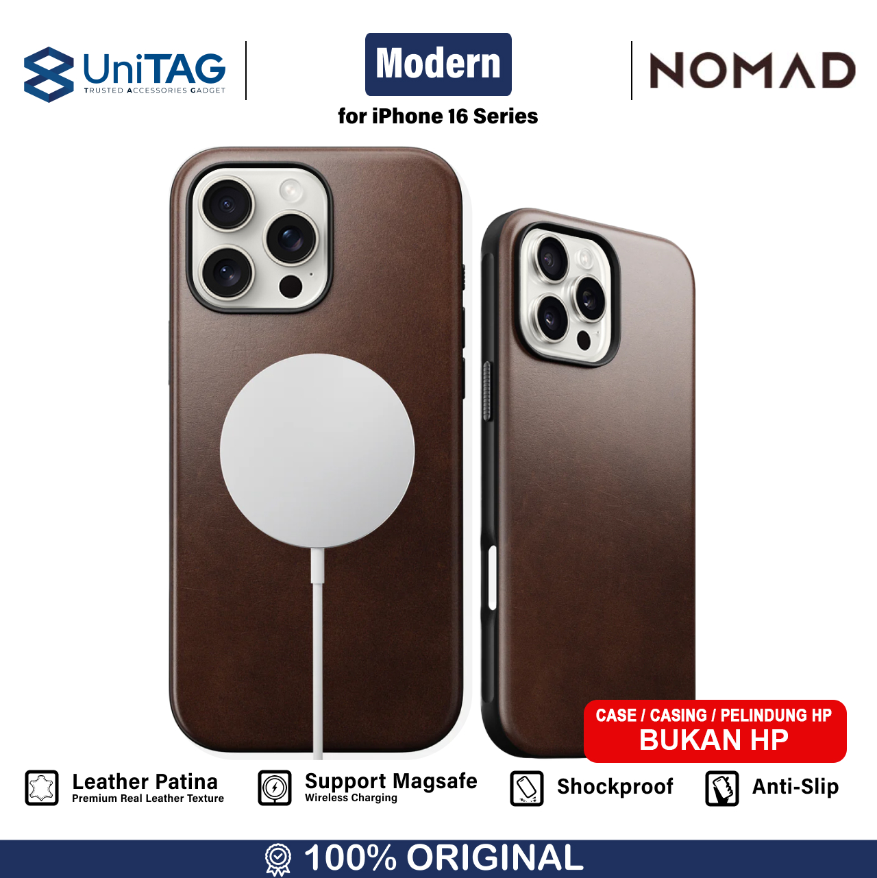 Nomad iPhone 16 Pro Max Case Magsafe Modern Leather Case - Brown NM01692485