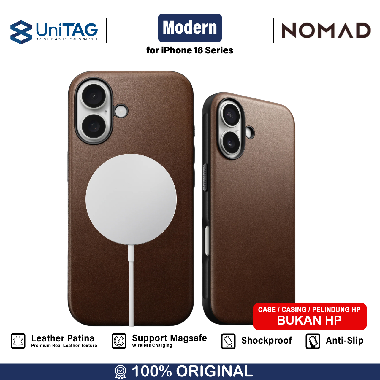 Nomad iPhone 16 Case Magsafe Modern Leather Case - Brown NM01850885