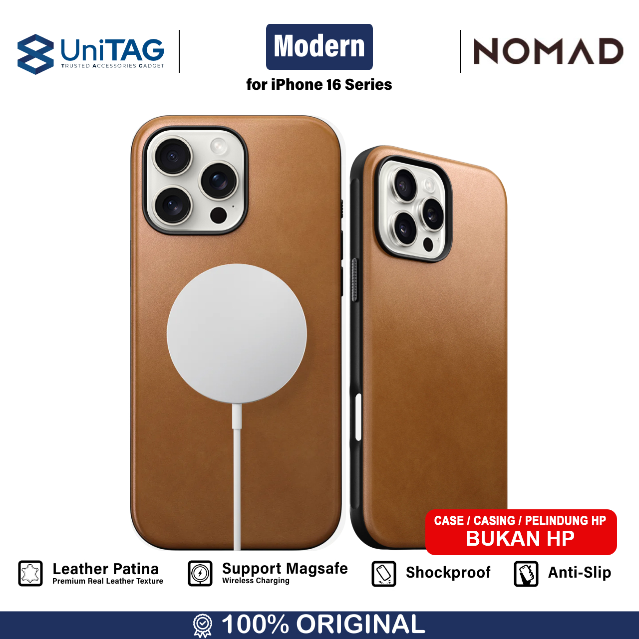 Nomad iPhone 16 Pro Max Case Magsafe Modern Leather Case - English Tan-C NM01691785