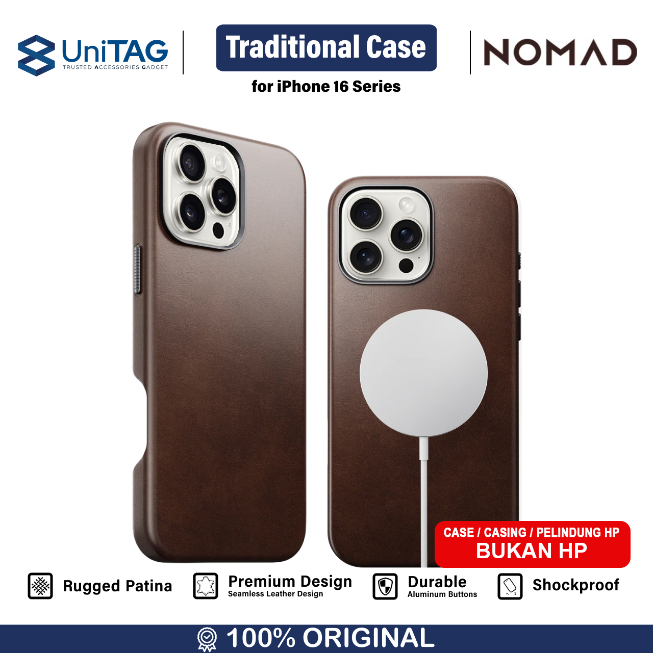 Nomad iPhone 16 Pro Case Magsafe Traditional Leather Case - Brown NM01392385