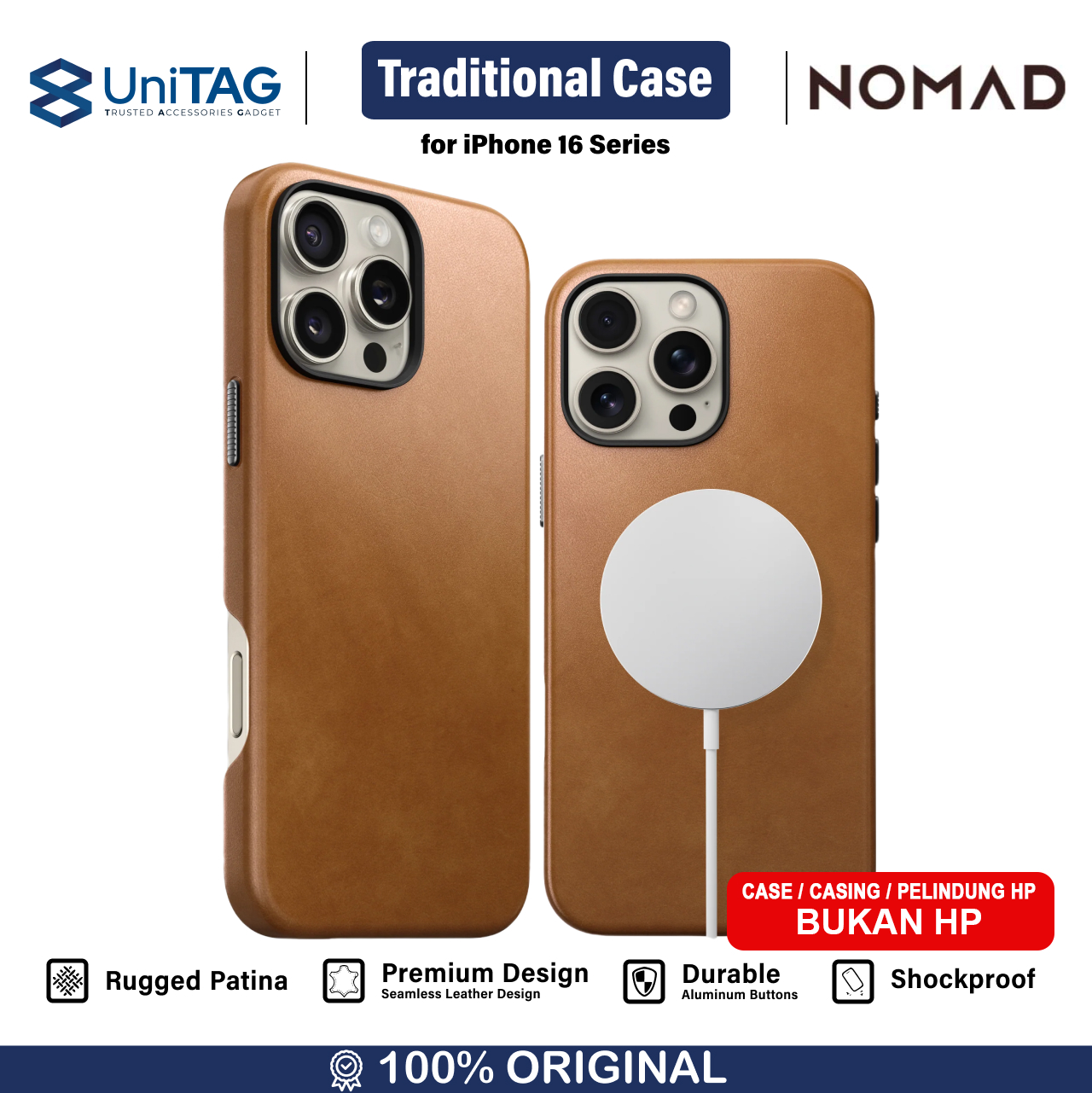 Nomad iPhone 16 Pro Case Magsafe Traditional Leather Case - English Tan NM01390985