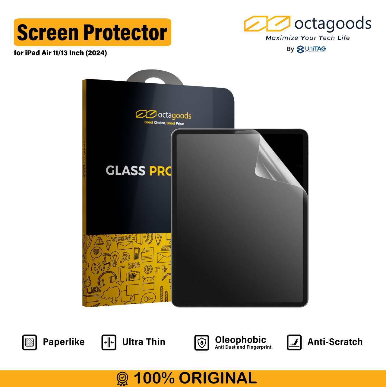 Octagoods iPad Air 11" (2025 / 2024) Screen Protector Paperlike - Matte PG7365
