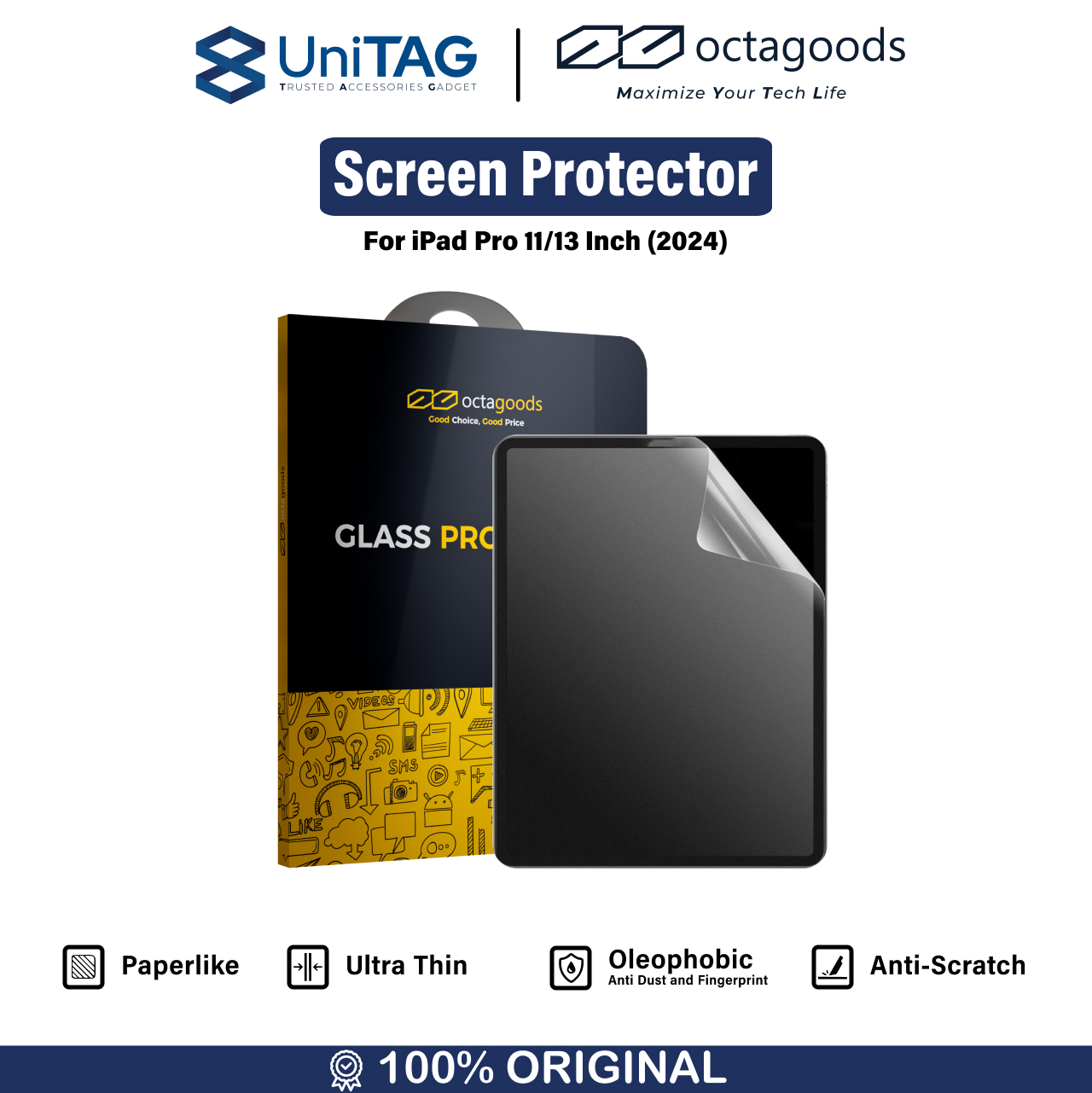 Octagoods iPad Pro 13" (2025 / 2024) Screen Protector Paperlike - Matte PG7386
