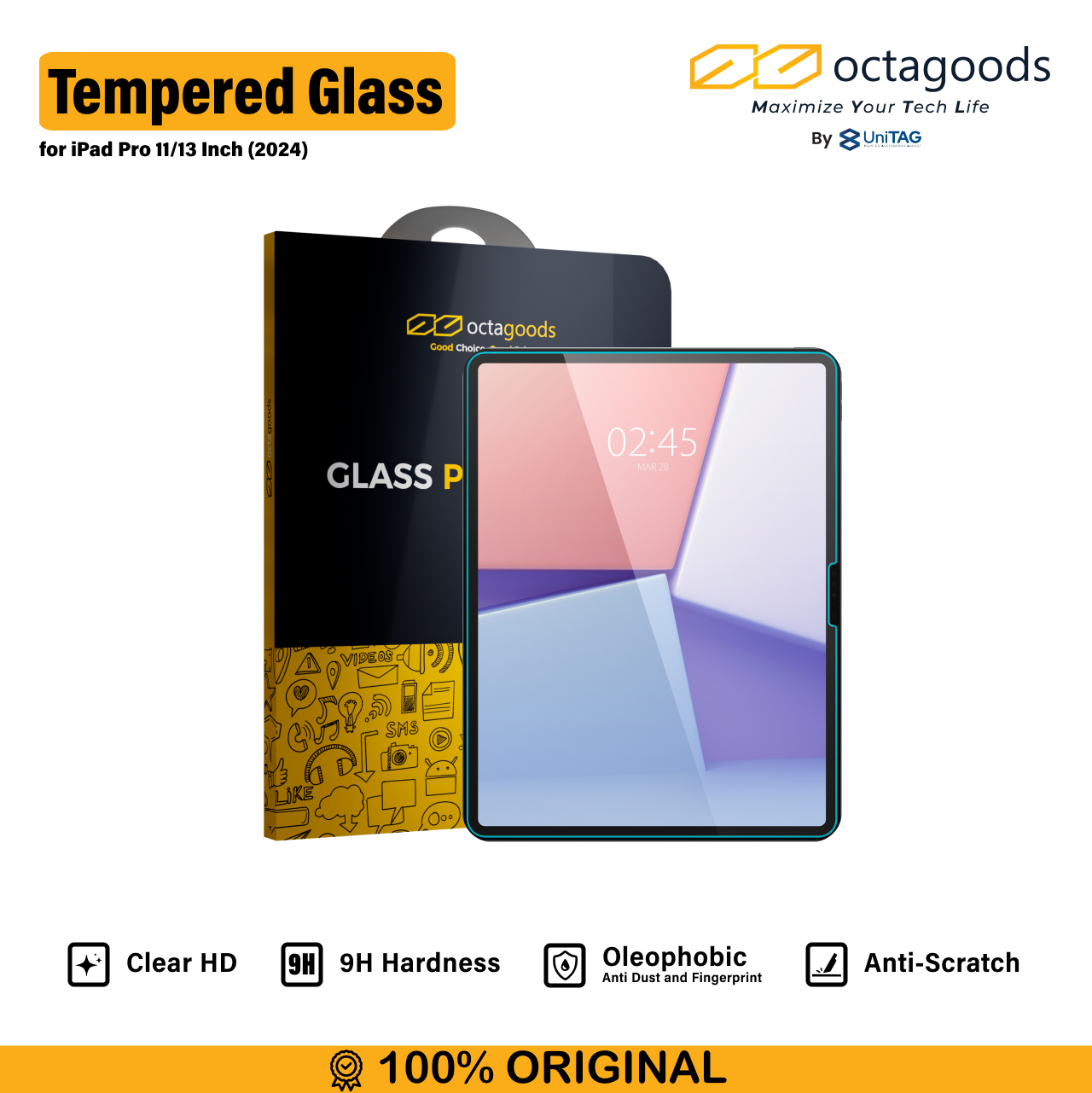 Octagoods iPad Pro 11" (2025 / 2024) Tempered Glass - Clear PG7357