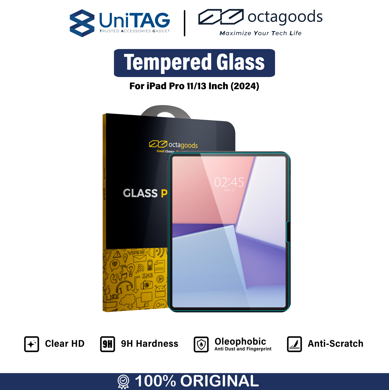 Octagoods iPad Pro 11" (2025 / 2024) Tempered Glass - Clear PG7357