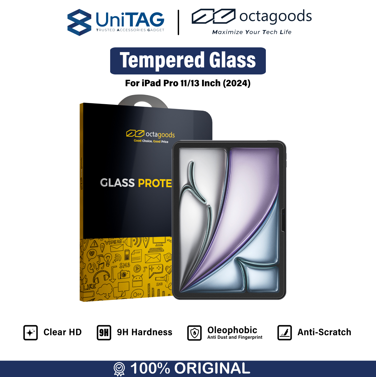 Octagoods iPad Pro 13" (2025 / 2024) Tempered Glass Paperlike - Matte PG7362