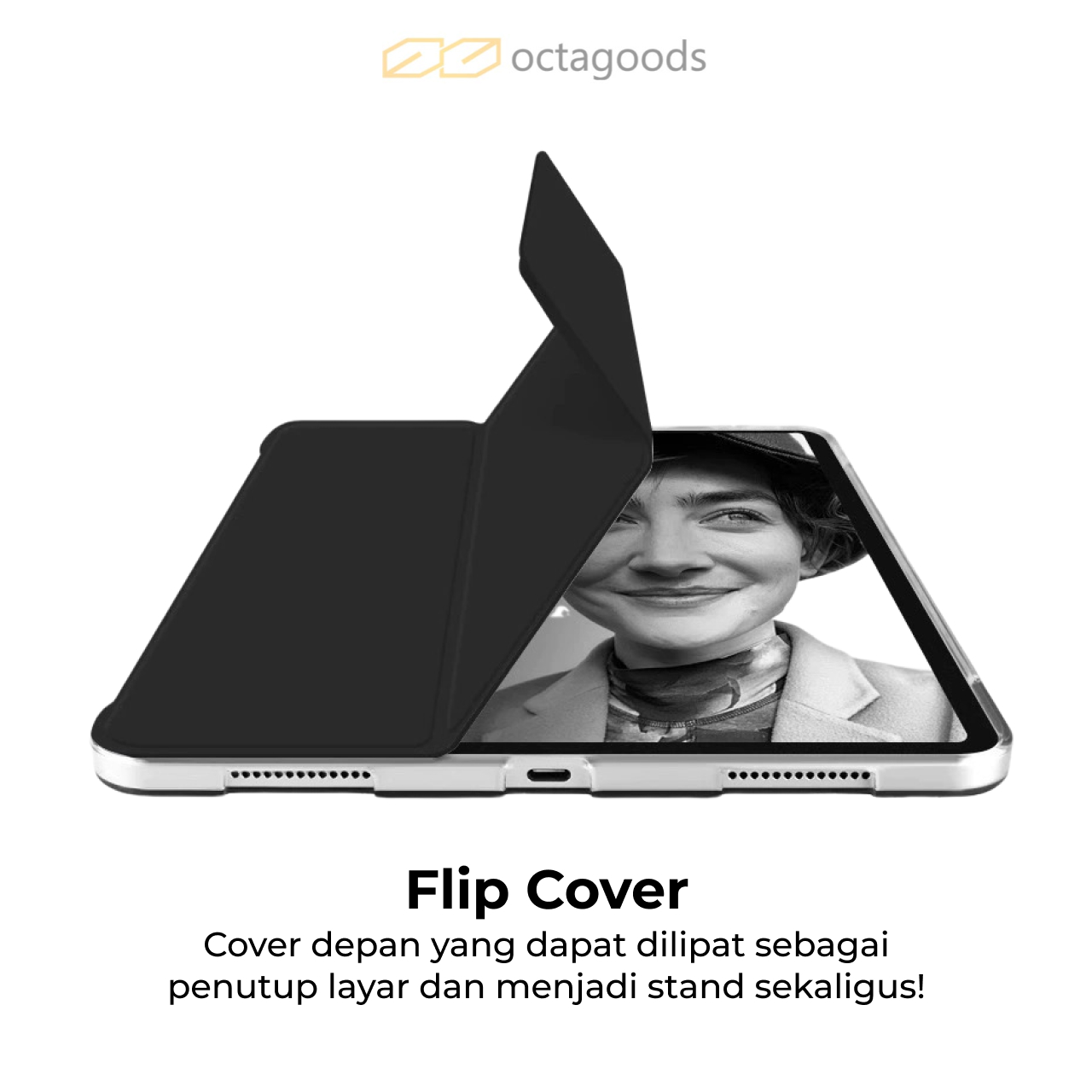 Octagoods iPad Pro 11" (2025 / 2024) Case Trifold Flip Cover - Clear black PB55028
