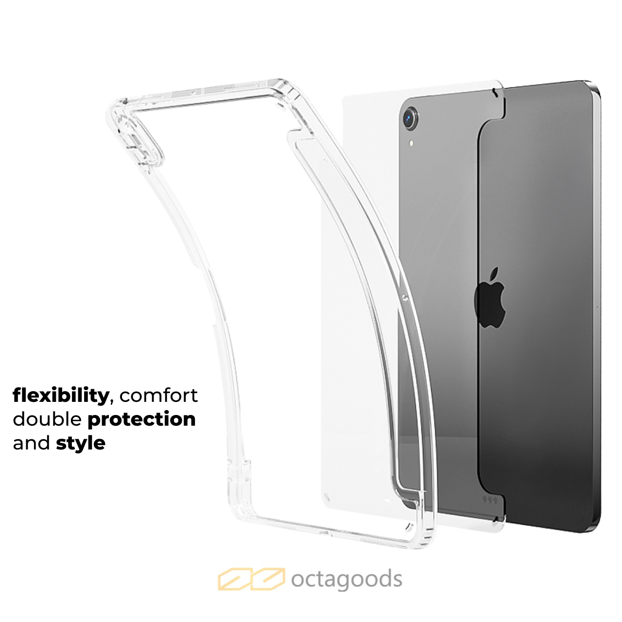 Octagoods iPad Air 11" (2025 / 2024) Case Pen Slot Hybrid Silicone - Clear PB55032