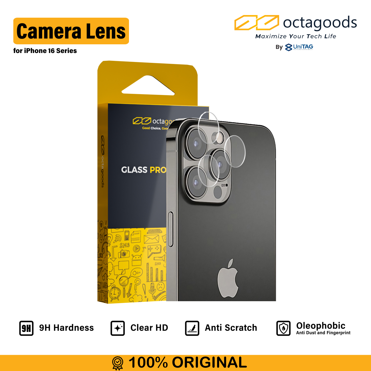 Octagoods iPhone 16 Pro / 16 Pro Max Camera Lens - Clear PG7438