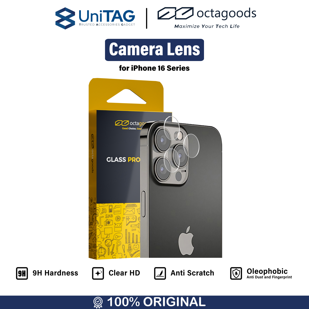 Octagoods iPhone 16 Pro / 16 Pro Max Camera Lens - Clear PG7438