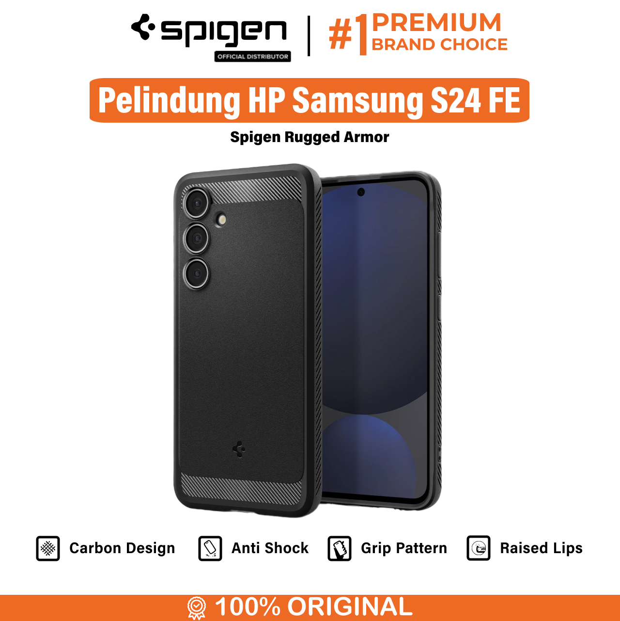 Spigen Galaxy S24 FE Case Rugged Armor - Matte Black ACS08578-1