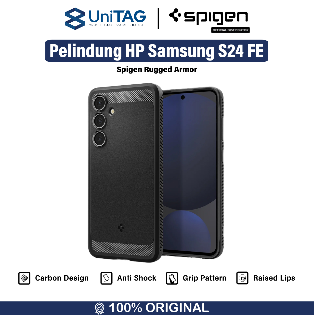 Spigen Galaxy S24 FE Case Rugged Armor - Matte Black ACS08578-1