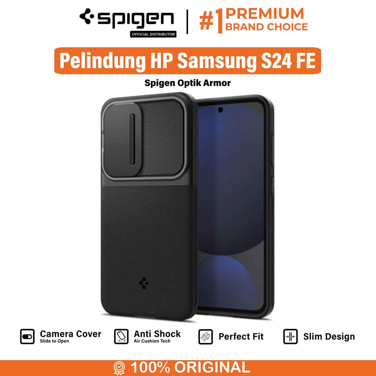 Spigen Galaxy S24 FE Case Camera Cover Optik Armor - Black ACS08626