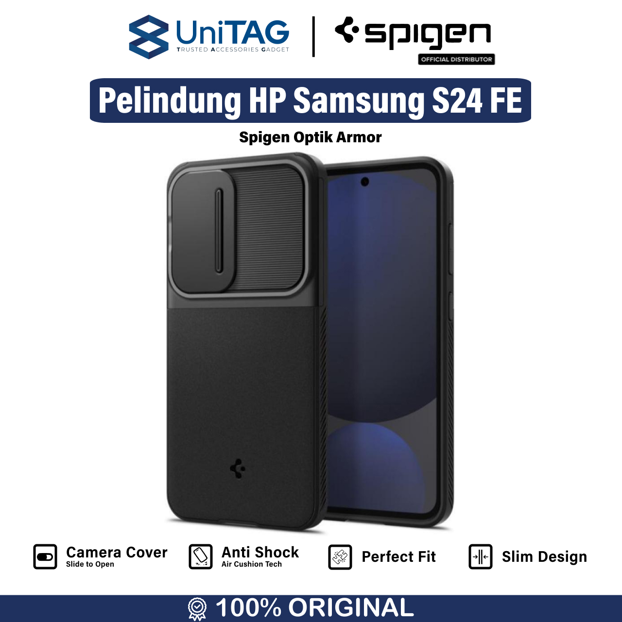Spigen Galaxy S24 FE Case Camera Cover Optik Armor - Black ACS08626