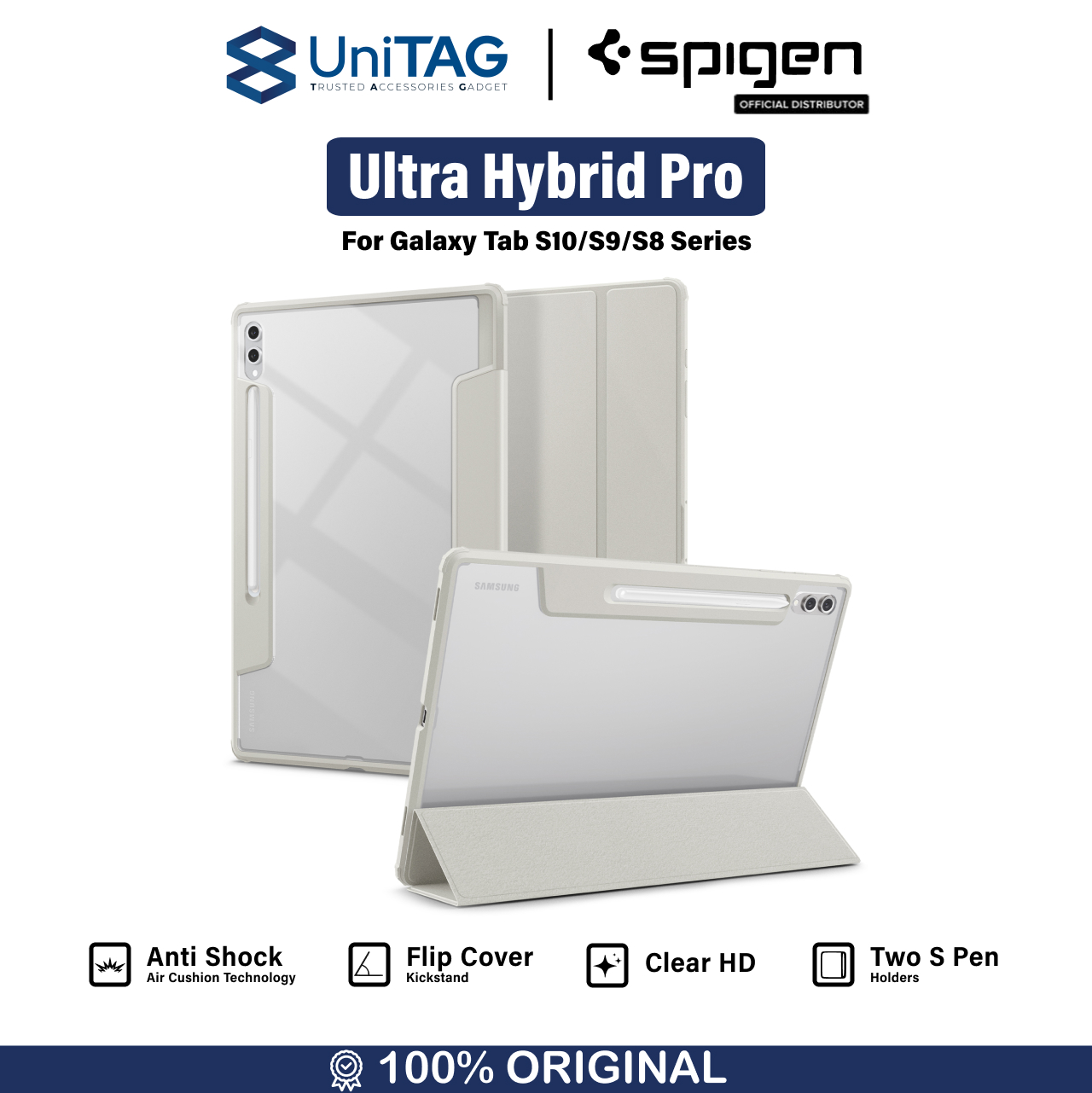 Spigen Galaxy Tab S10 Ultra / S9 Ultra / S8 Ultra Case Flip Cover Ultra Hybrid Pro - Gray ACS08796