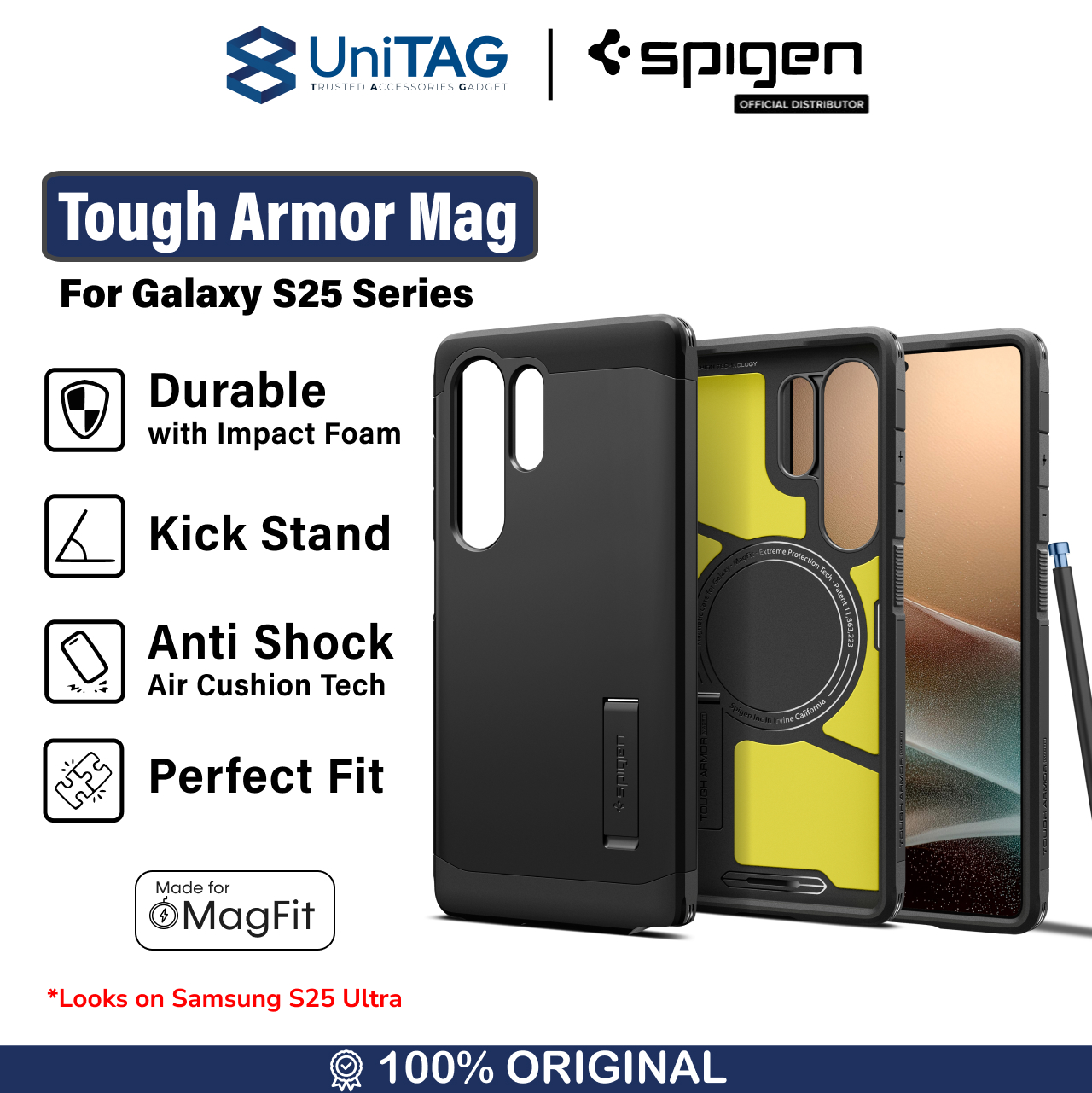 Spigen Galaxy S25 Ultra Case Magsafe Stand Tough Armor MagFit - Abyss Green ACS08966