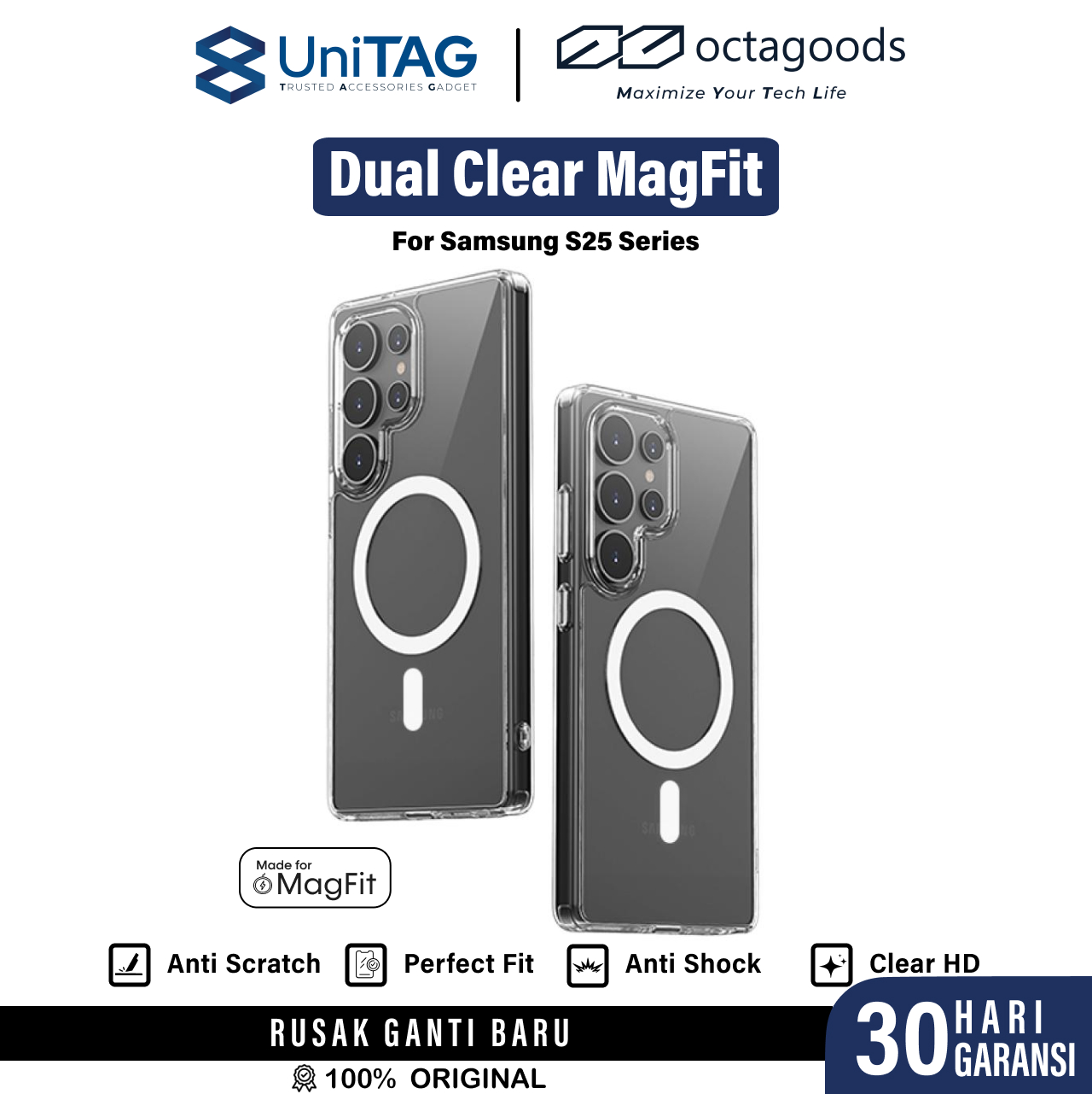 Octagoods Galaxy S25 Ultra Case Magsafe Dual Clear Magsafe - Clear K08160-1