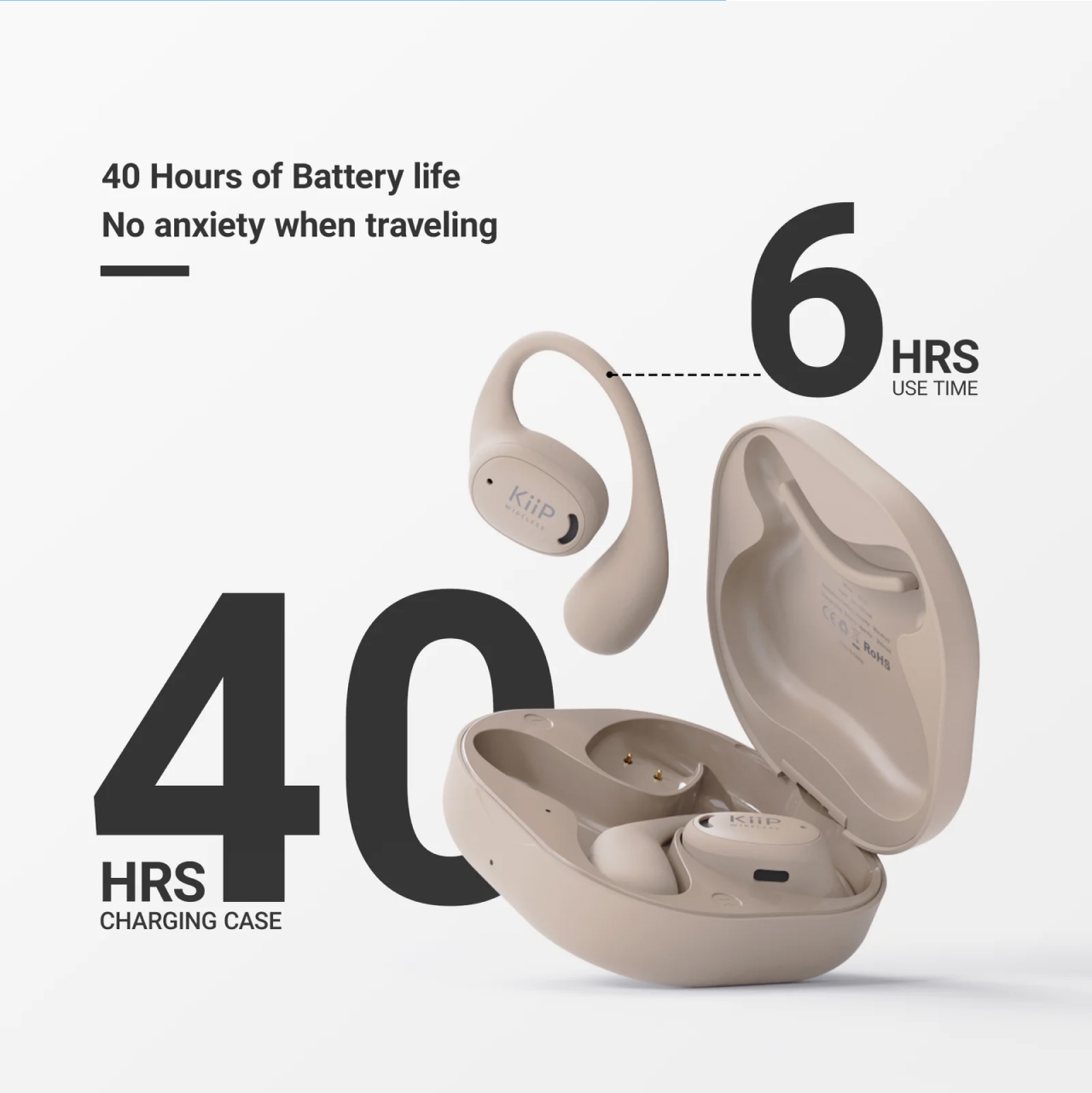 KiiP TWS DTH5 Earhook Bluetooth - Black KP-EAR-DTH5-BK