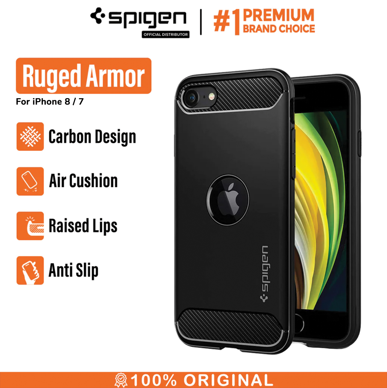 Spigen iPhone 8 / 7 Case Rugged Armor - Matte Black 042CS20441