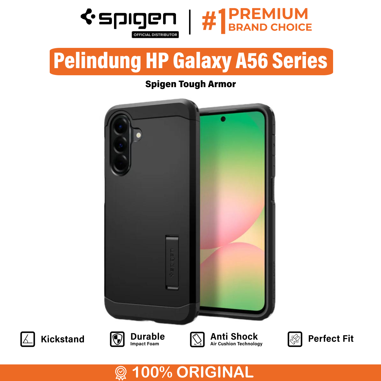 Spigen Galaxy A56 5G Case Stand Tough Armor - Black ACS09294