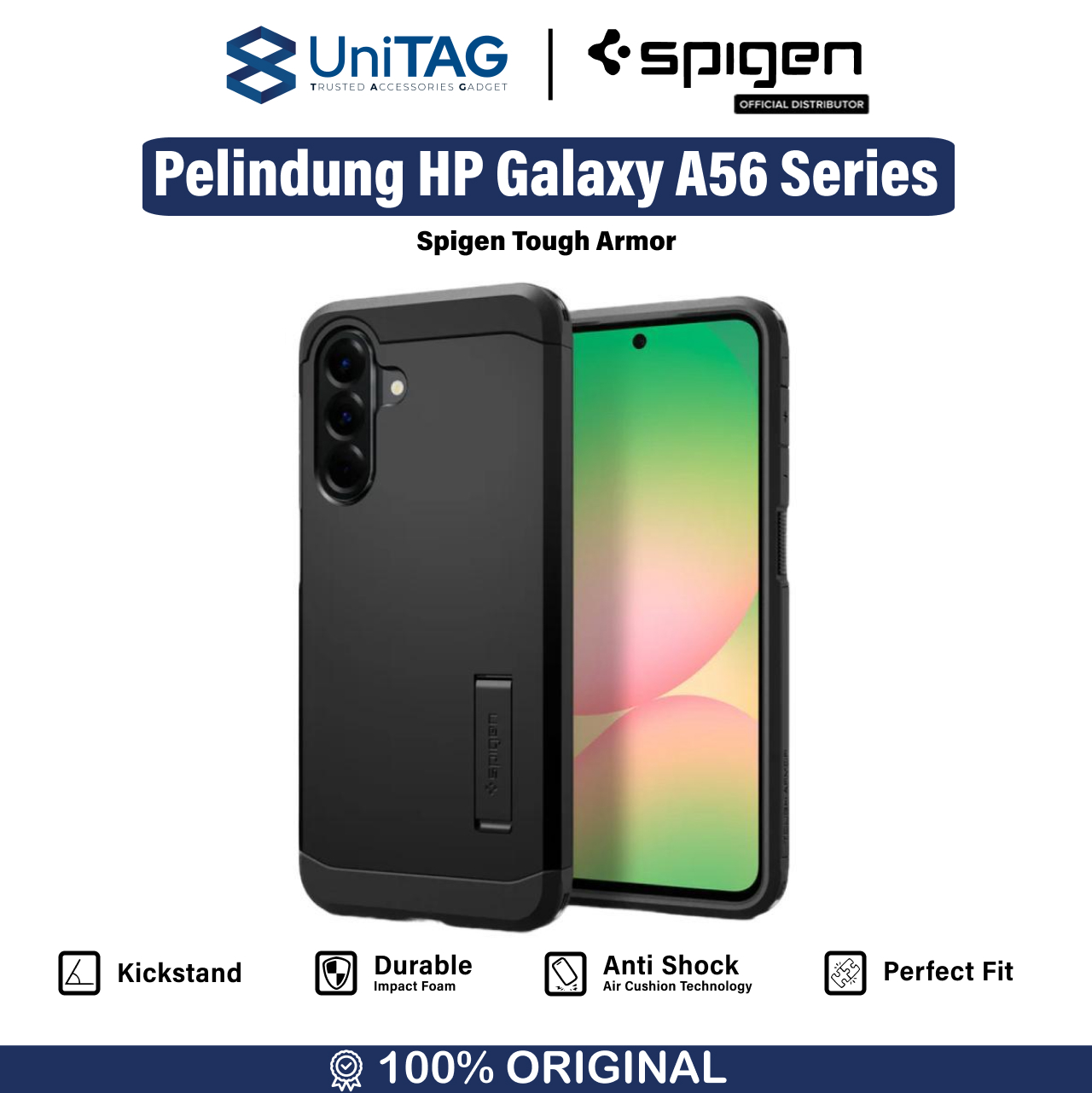 Spigen Galaxy A56 5G Case Stand Tough Armor - Black ACS09294