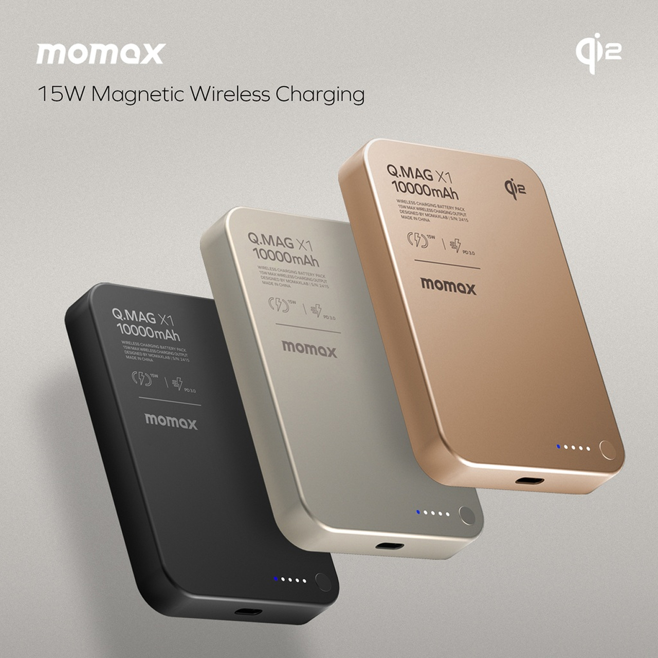 Momax Powerbank Magsafe Qi2 Thin 10000mAh Q.Pass X1 Gen 2 - Titanium IP136Q2L