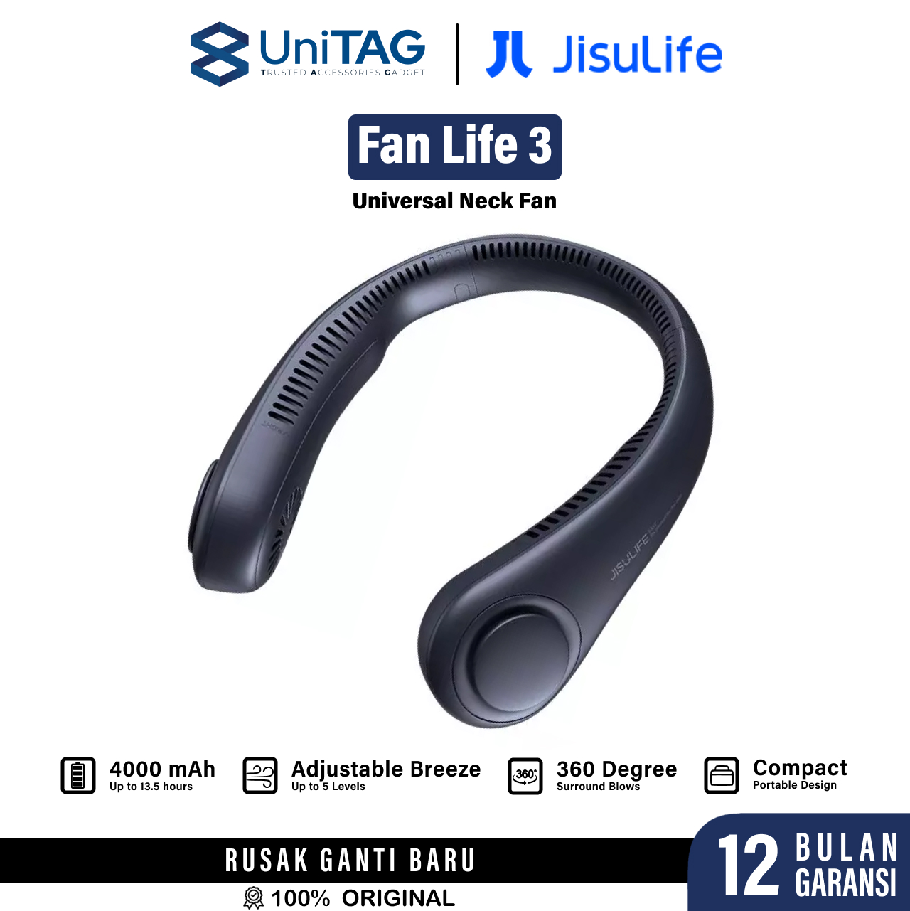 Jisulife Neckfan Life3 4000mAh - Gray JL NF FA14 GY