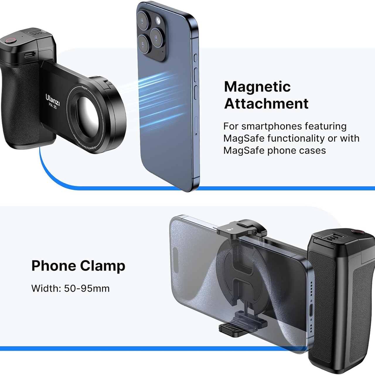 Ulanzi Camera Grip Magsafe Detachable Bluetooth Shutter - Black MA35